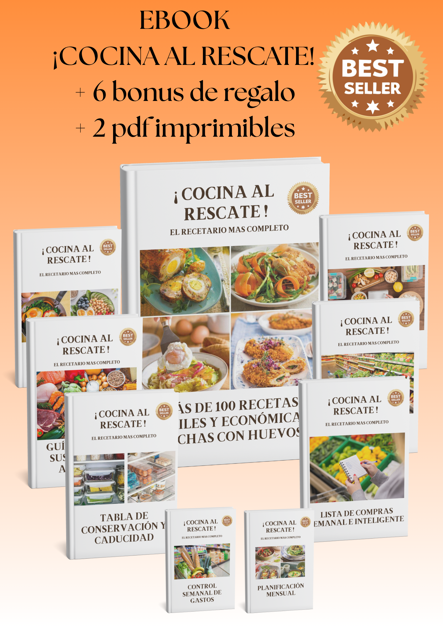 ¡COCINA AL RESCATE! 100 RECETAS FACILES Y ECÓNOMICAS CON HUEVOS + 8 BONOS EXCLUSIVOS