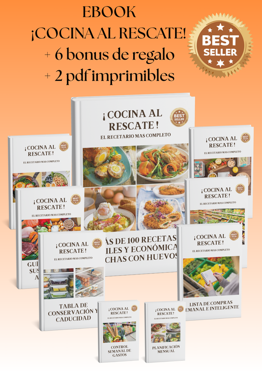 ¡COCINA AL RESCATE! 100 RECETAS FACILES Y ECÓNOMICAS CON HUEVOS + 8 BONOS EXCLUSIVOS